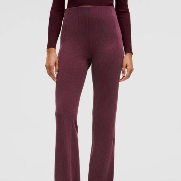 lululemon athletica Pants - Lululemon Ribbed Softstreme Flared Pant 33" Regular Garnet/Maroon Size 12